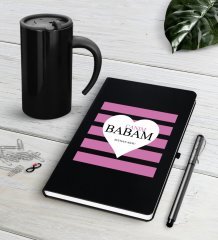 Kişiye Özel Canım Babam Siyah Defter Kalem Termos Mug Seti-1