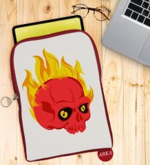 BK Gift Kurukafa Tasarımlı Taşınabilir Koruyucu Tablet Kılıfı & Organizer Çanta - Kırmızı-5