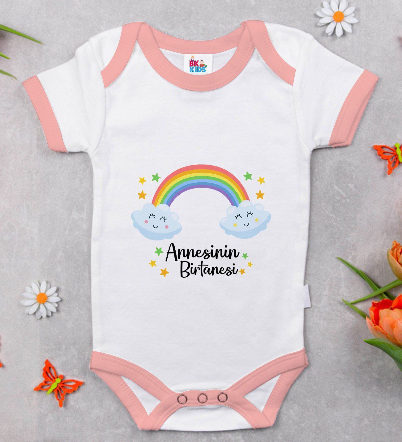 BK Kids Annesinin Bir Tanesi Tasarımlı Pembe Bebek Body Zıbın-1