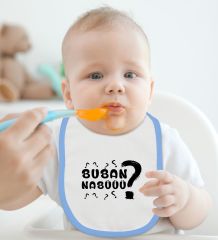 BK Kids Buban Nabüüü Tasarımlı Mavi Bebek Mama Önlüğü-1