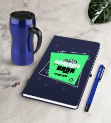 Kişiye Özel Mühendis Baba Lacivert Defter Kalem Termos Mug Seti-2