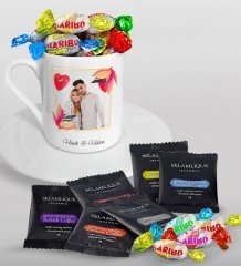 Kişiye Özel İsimli Fotoğraflı Türk Kahvesi Fincanı Selamlique Karışık Türk Kahvesi ve Haribo Şeker Hediye Seti-28