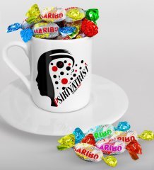 Kişiye Özel Psikiyatrist Türk Kahvesi Fincanı ve Haribo Şeker Hediye Seti-3