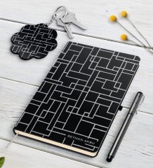 Kişiye Özel İsimli Siyah Defter Kalem Ve Anahtarlık Hediye Seti-32