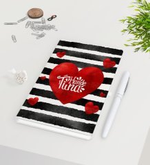 Kişiye Özel Sevgililer Günü Beyaz Defter Kalem Seti-137