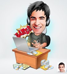 Kişiye Özel Erkek Gamer Tasarımlı Dijital Karikatür-1