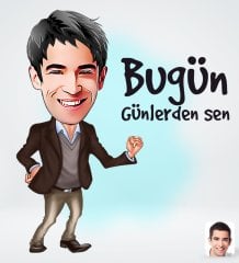 Kişiye Özel Erkek Bugün Günlerden Sen Tasarımlı Dijital Karikatür-1