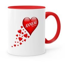 Kişiye Özel Annem Kırmızı Kupa Bardak - 1