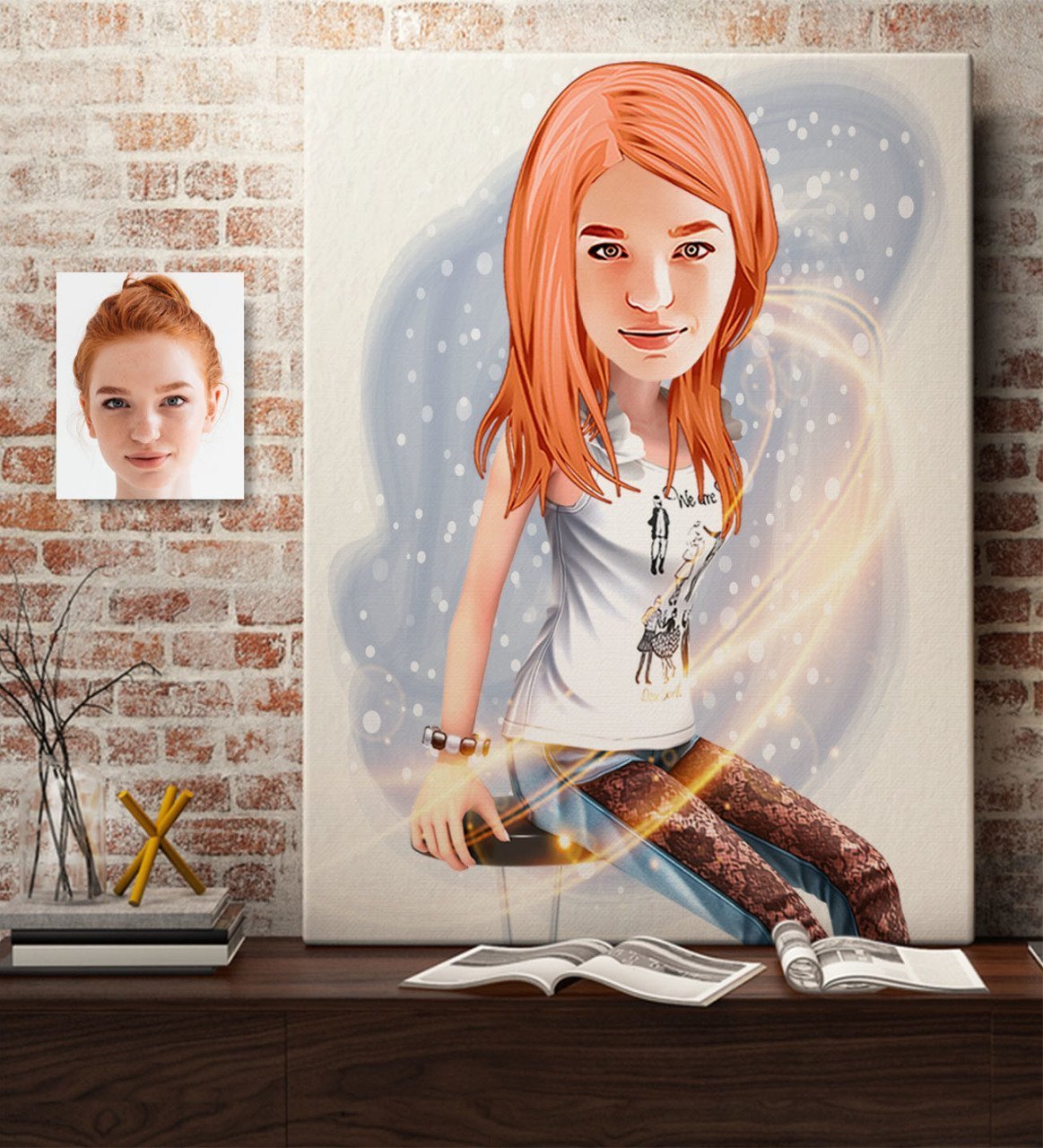 Kişiye Özel Bayan Karikatürlü Kanvas Tablo 70x100cm -39