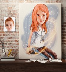 Kişiye Özel Bayan Karikatürlü Kanvas Tablo 70x100cm -39