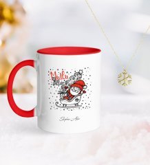 Kişiye Özel Noel Baba Kırmızı Kupa ve Kar Tanesi Kolye-5