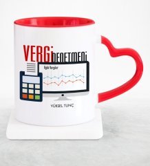 Kişiye Özel Mesleki Vergi Denetmeni Kırmızı Kalpli Kupa Bardak