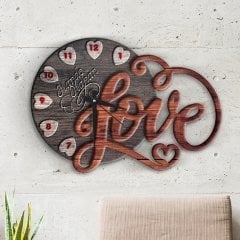 Kişiye Özel Love Tasarımlı Ahşap Duvar Saati - 7