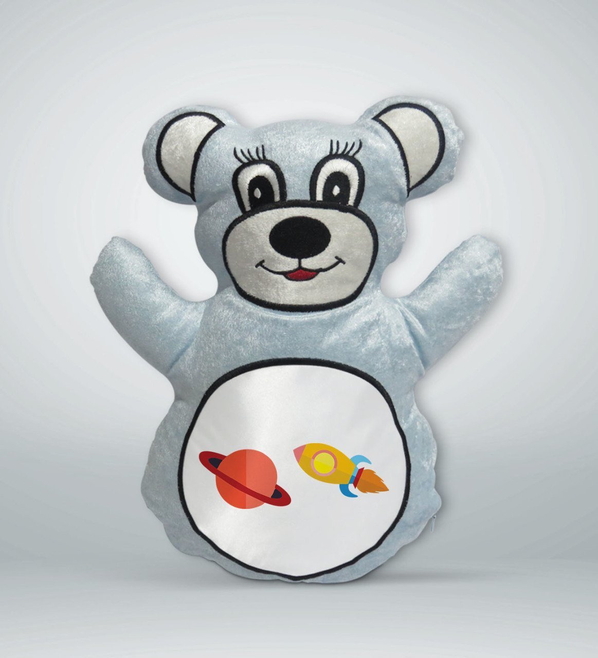 BK Gift Uzay Aracı Tasarımlı Mavi Ayıcık Yastık-1