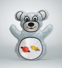 BK Gift Uzay Aracı Tasarımlı Mavi Ayıcık Yastık-1