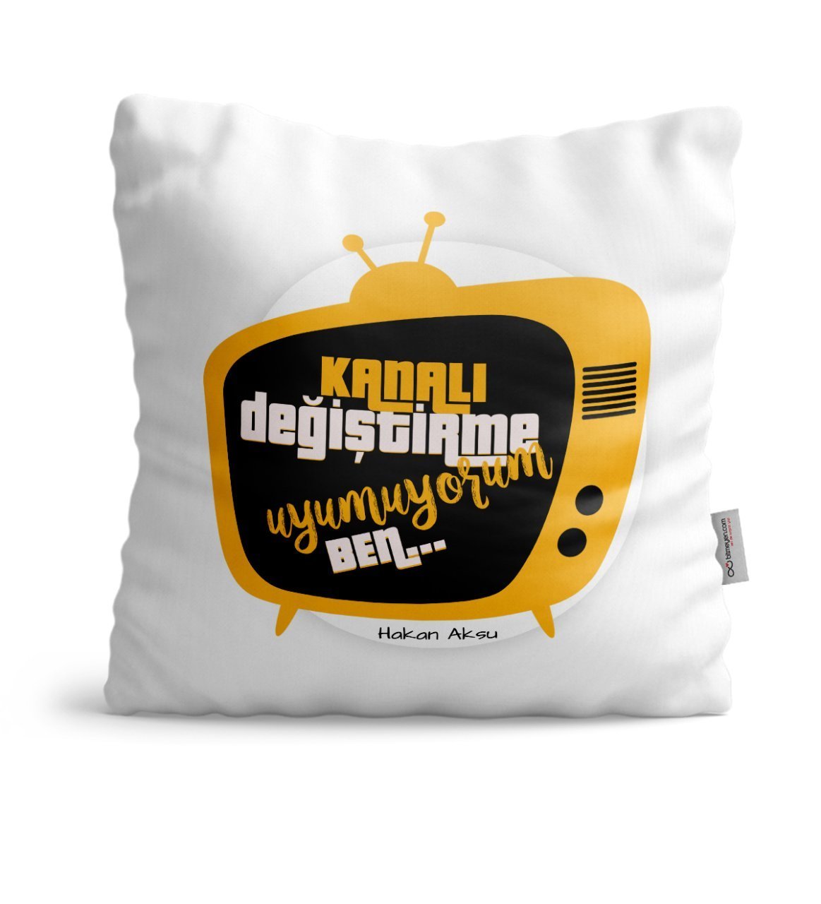 Kişiye Özel Kanalı Değiştirme Tasarımlı Beyaz Saten Yastık - 2