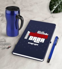 Kişiye Özel Mimar Baba Lacivert Defter Kalem Termos Mug Seti-1
