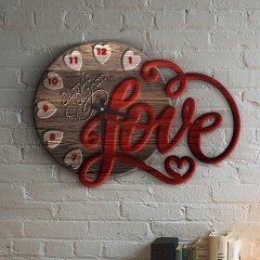 Kişiye Özel Love Tasarımlı Ahşap Duvar Saati - 6