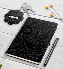 Kişiye Özel İsimli Siyah Defter Kalem Ve Anahtarlık Hediye Seti-30