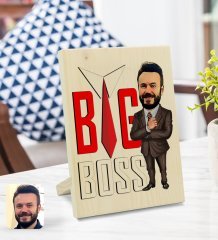 Kişiye Özel Erkek Big Boss Karikatürlü Dekoratif Ahşap Çerçeve Model 4