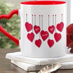 Kişiye Özel Kırmızı Kalpli Kupa Bardak (Sevgililer Günü Temalı-33)