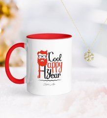 Kişiye Özel Noel Baba Kırmızı Kupa ve Kar Tanesi Kolye-3