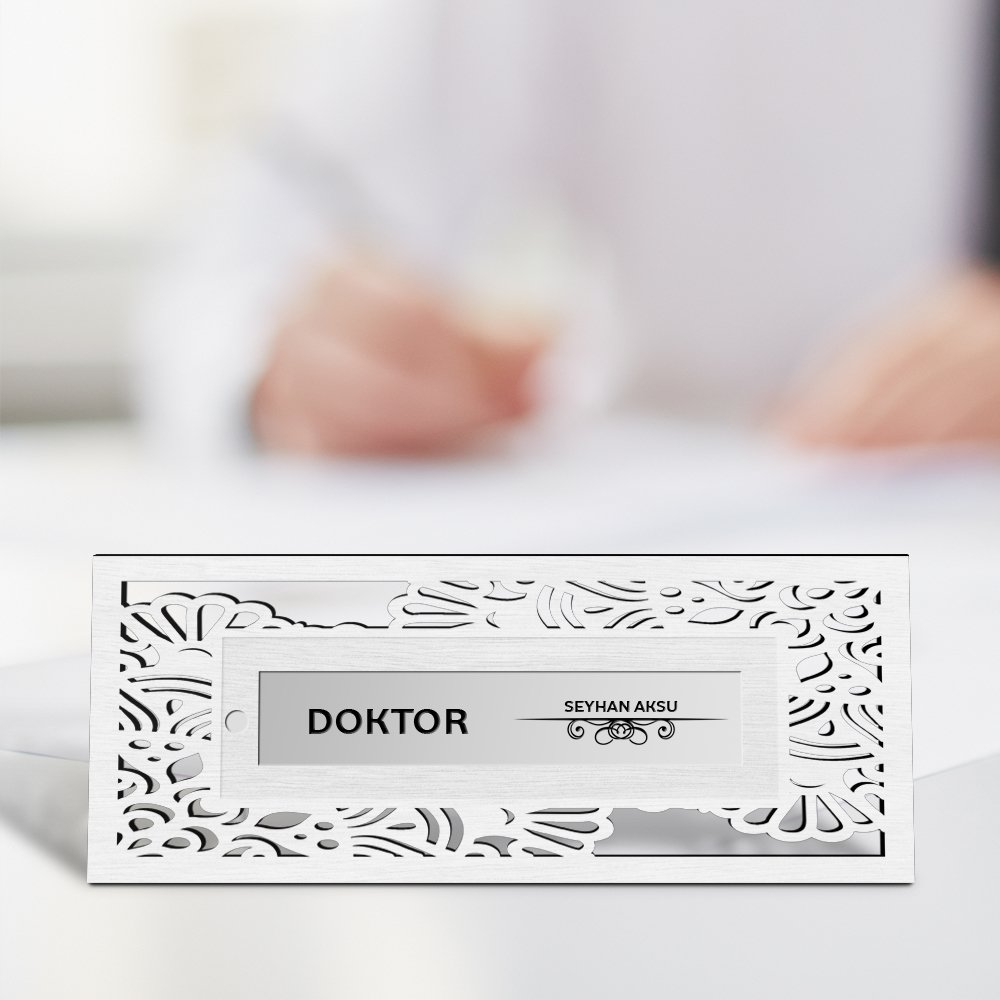 Kişiye Özel Mesleki Doktor Ahşap Masa İsimliği (Model L4)