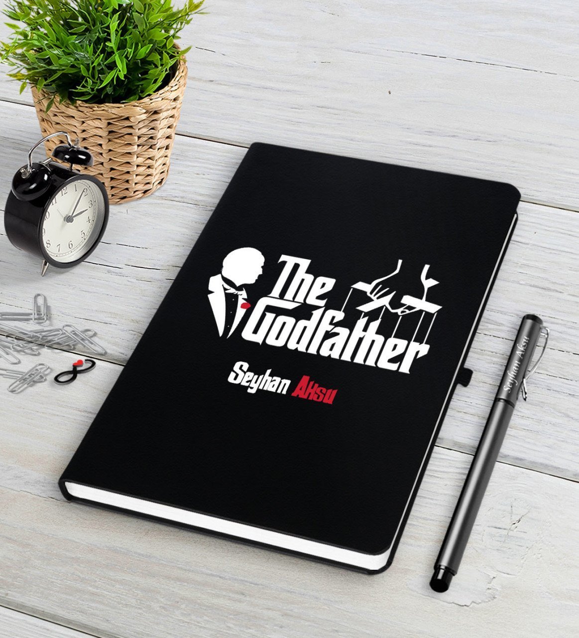 Kişiye Özel The Godfather Siyah Defter Kalem Seti