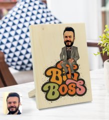 Kişiye Özel Erkek Big Boss Karikatürlü Dekoratif Ahşap Çerçeve Model 3
