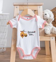 BK Kids Annesinin Balı Tasarımlı Pembe Bebek Body Zıbın-1