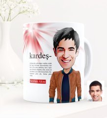 Kişiye Özel Kardeş Karikatürlü Beyaz Kupa Bardak - 1