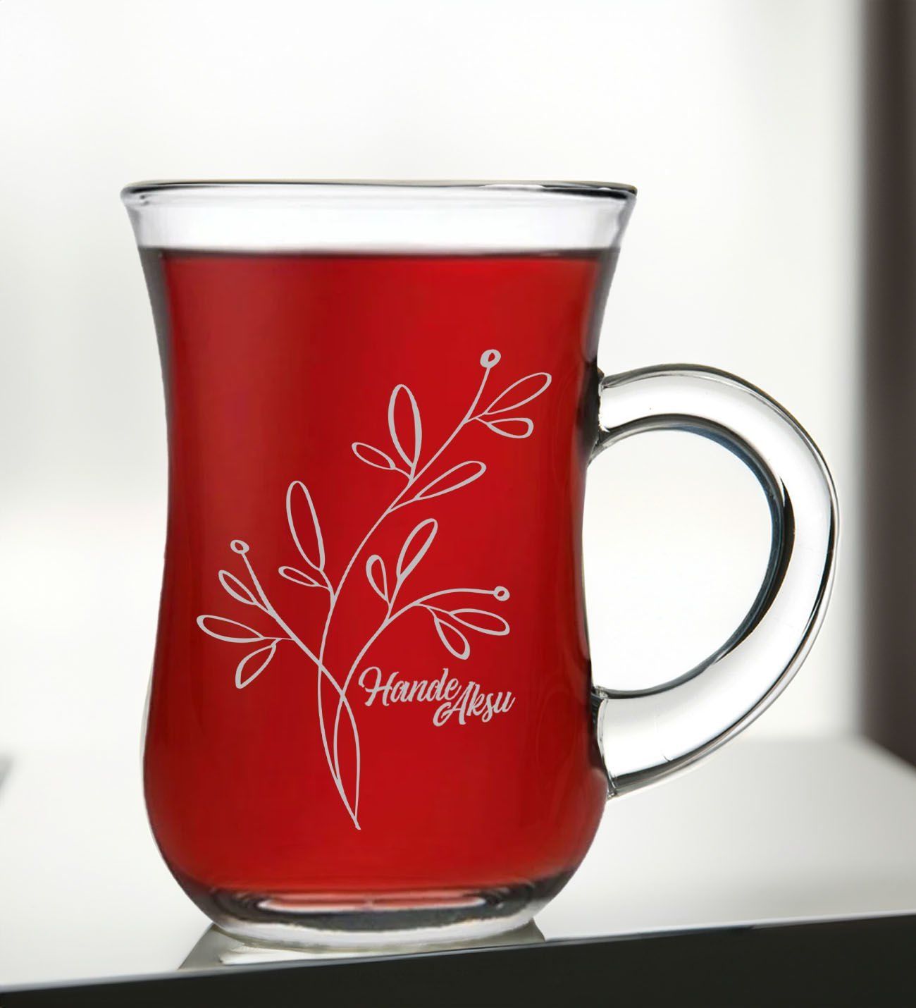 BK Gift Kişiye Özel İsimli Keyif Kulplu Çay Bardağı-4, Arkadaşa, Sevgiliye Hediye, Ev Hediyesi, Doğum Günü Hediyesi