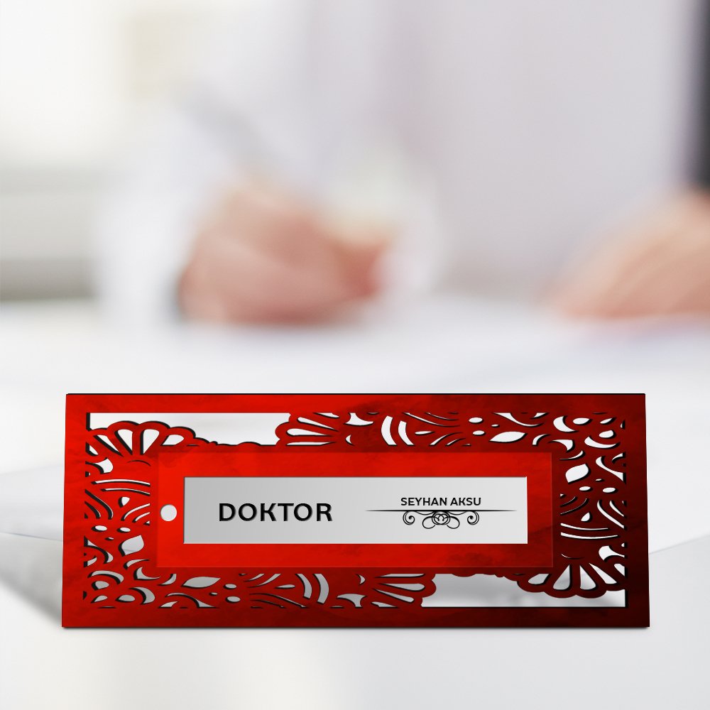 Kişiye Özel Mesleki Doktor Ahşap Masa İsimliği (Model L3)