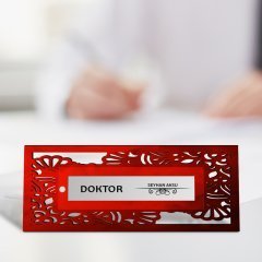Kişiye Özel Mesleki Doktor Ahşap Masa İsimliği (Model L3)