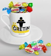 Kişiye Özel Öğretim Görevlisi Türk Kahvesi Fincanı ve Haribo Şeker Hediye Seti
