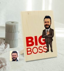 Kişiye Özel Erkek Big Boss Karikatürlü Dekoratif Ahşap Çerçeve Model 2