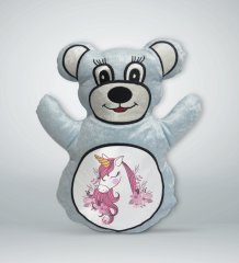 BK Gift Unicorn Tasarımlı Mavi Ayıcık Yastık-2
