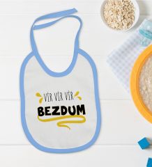 BK Kids Bezdum Tasarımlı Mavi Bebek Mama Önlüğü-5