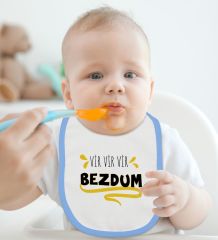BK Kids Bezdum Tasarımlı Mavi Bebek Mama Önlüğü-5