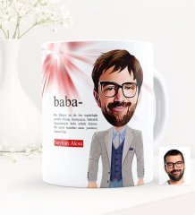 Kişiye Özel Baba Karikatürlü Beyaz Kupa Bardak