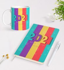 Kişiye Özel 2023 Mutlu Yıllar Beyaz Defter Kalem ve Kupa Seti-8