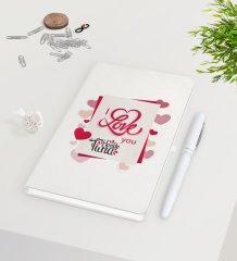 Kişiye Özel Sevgililer Günü Beyaz Defter Kalem Seti-133