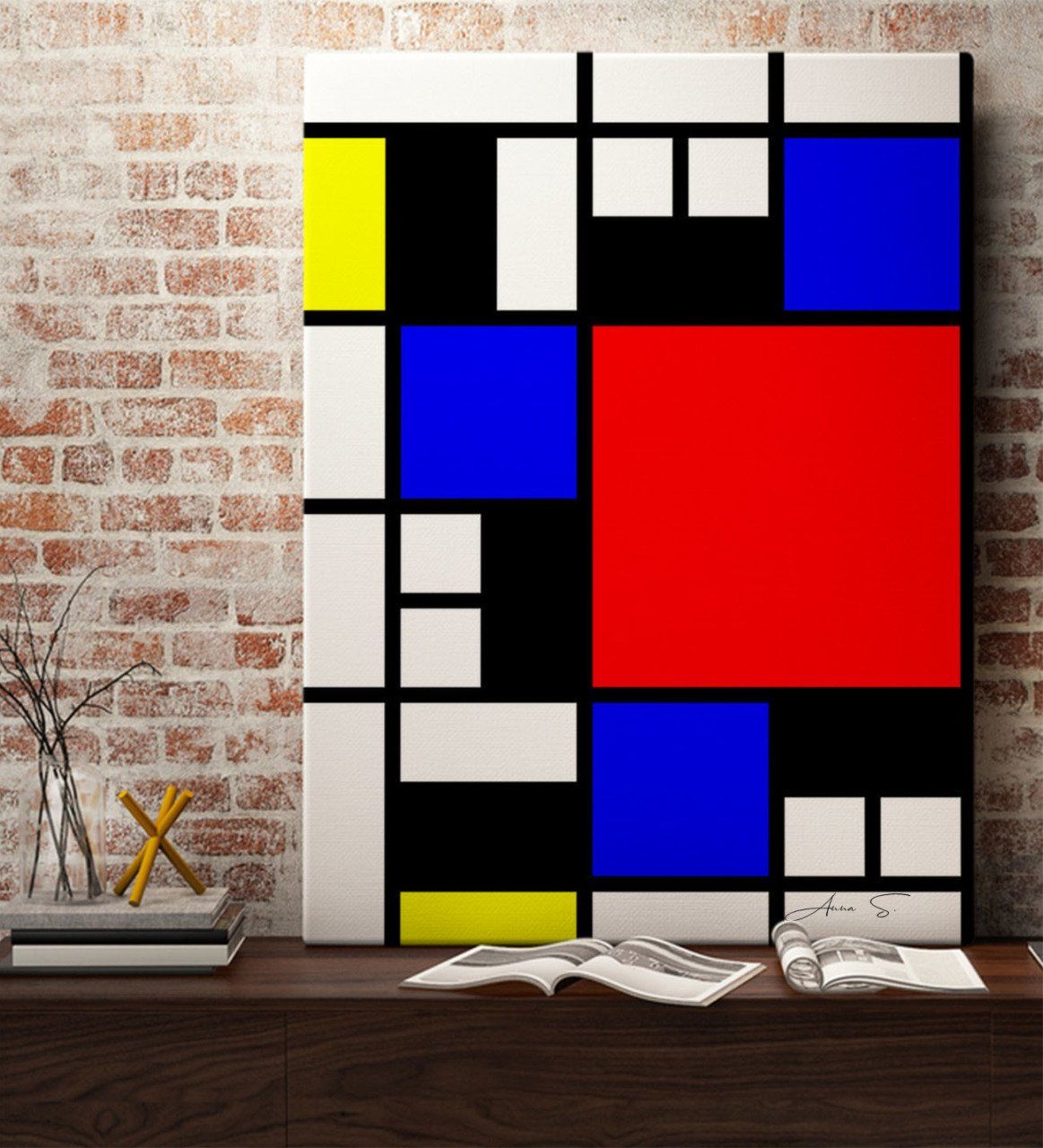 Kişiye Özel Mondrian Kanvas Tablo (50 x 70 cm.) 4