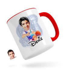 Kişiye Özel Erkek Basketbolcu Karikatürlü Kırmızı Kupa Bardak-2