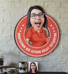 Kişiye Özel Bayan Kolay Yetişmiyor Karikatürlü 3D Ahşap Tablo-3