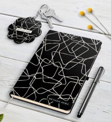 Kişiye Özel İsimli Siyah Defter Kalem Ve Anahtarlık Hediye Seti-27