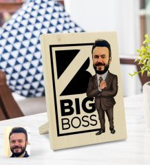 Kişiye Özel Erkek Big Boss Karikatürlü Dekoratif Ahşap Çerçeve Model 1