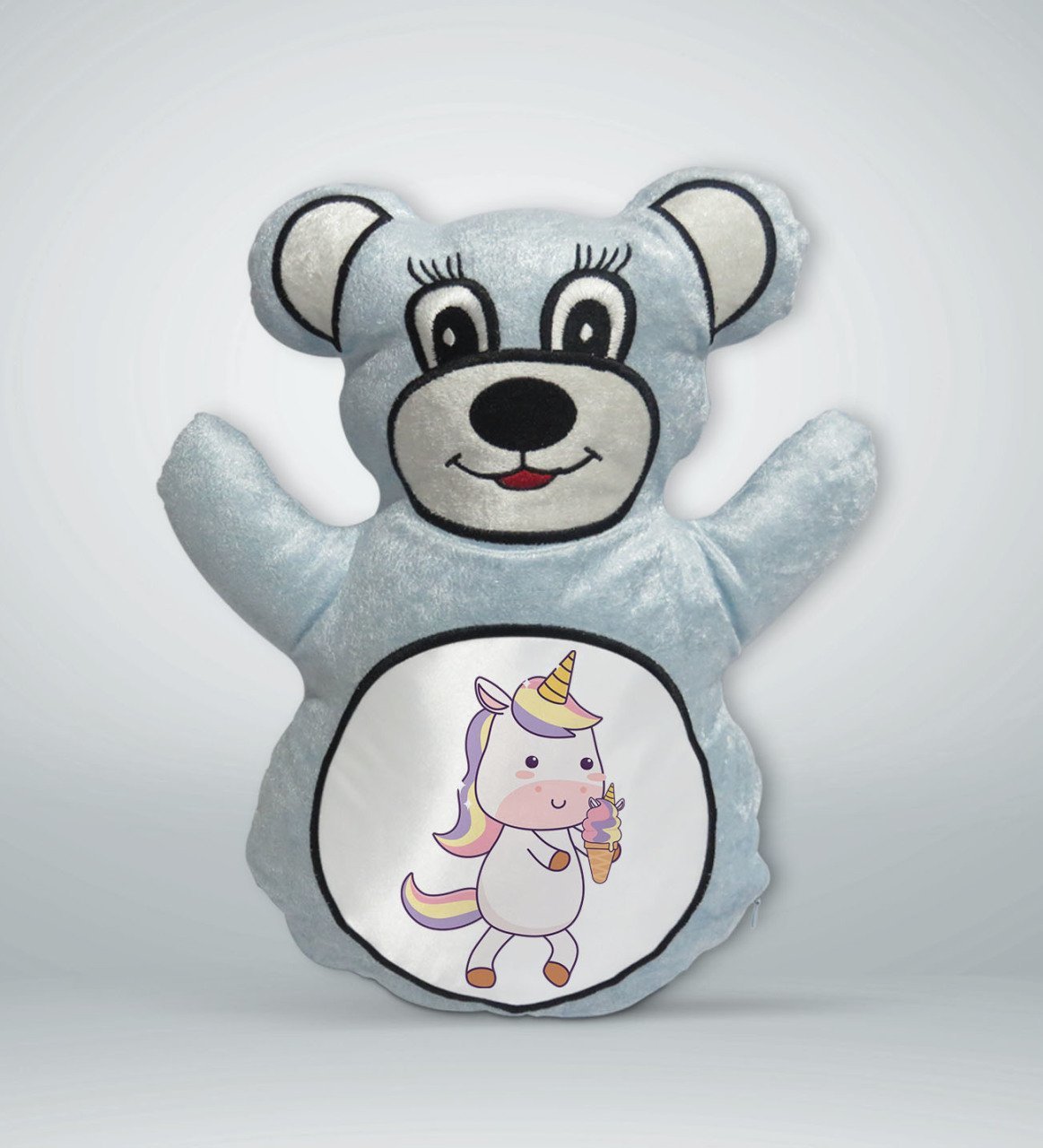 BK Gift Unicorn Tasarımlı Mavi Ayıcık Yastık-1