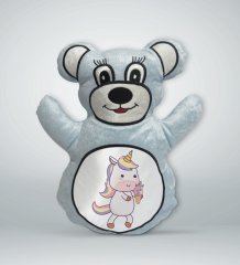 BK Gift Unicorn Tasarımlı Mavi Ayıcık Yastık-1