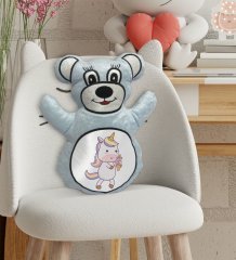 BK Gift Unicorn Tasarımlı Mavi Ayıcık Yastık-1